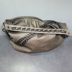 mark. by Avon Metallic Pewter Chain-Draped Hobo Shoulder Bag | Y2K Large